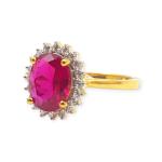 Amazing Gold Ring in Beautiful Design with Ruby and Zerkons